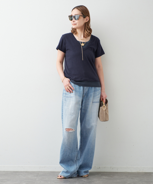 Johnbull（ジョンブル）の「【JOHNBULL/ジョンブル】WIDE PANTS（デニムパンツ・レディース・ブルー・38/36/34）」の4枚目の写真
