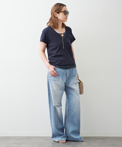 Johnbull（ジョンブル）の「【JOHNBULL/ジョンブル】WIDE PANTS（デニムパンツ・レディース・ブルー・38/36/34）」の5枚目の写真