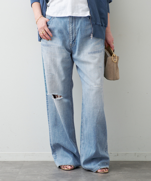 Johnbull（ジョンブル）の「【JOHNBULL/ジョンブル】WIDE PANTS（デニムパンツ・レディース・ブルー・38/36/34）」の7枚目の写真