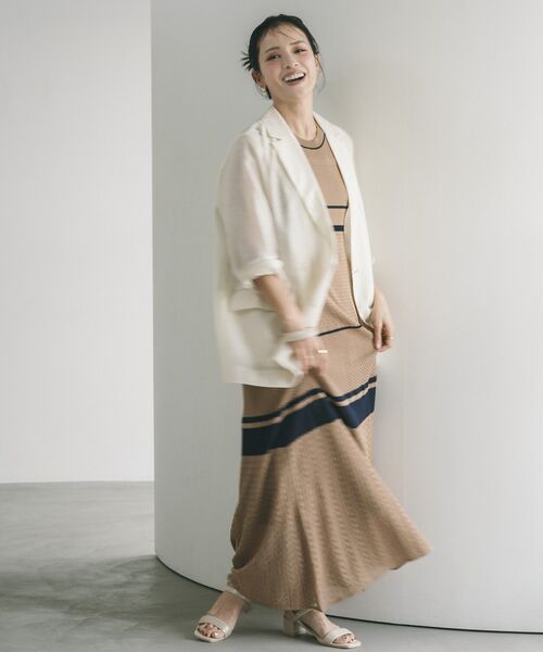 YECCA VECCA(イェッカヴェッカ)の「【尾崎紗代子さん着用】透かし編みニットワンピース(ワンピース・レディース・ベージュ/ブラック・FREE)」の9枚目の写真