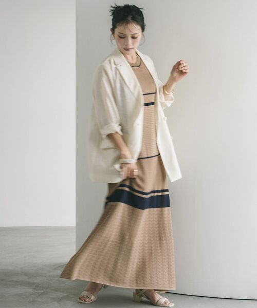 YECCA VECCA(イェッカヴェッカ)の「【尾崎紗代子さん着用】透かし編みニットワンピース(ワンピース・レディース・ベージュ/ブラック・FREE)」の10枚目の写真