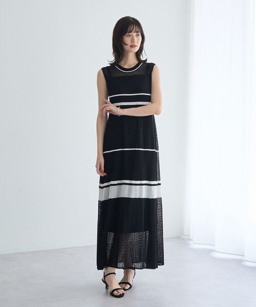 YECCA VECCA(イェッカヴェッカ)の「【尾崎紗代子さん着用】透かし編みニットワンピース(ワンピース・レディース・ベージュ/ブラック・FREE)」の12枚目の写真