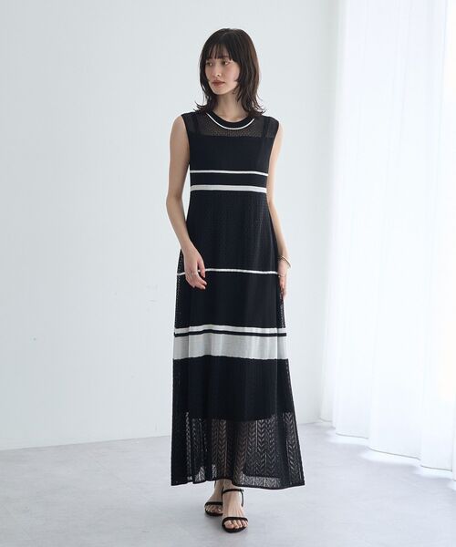 YECCA VECCA(イェッカヴェッカ)の「【尾崎紗代子さん着用】透かし編みニットワンピース(ワンピース・レディース・ベージュ/ブラック・FREE)」の14枚目の写真