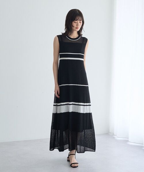 YECCA VECCA(イェッカヴェッカ)の「【尾崎紗代子さん着用】透かし編みニットワンピース(ワンピース・レディース・ベージュ/ブラック・FREE)」の15枚目の写真