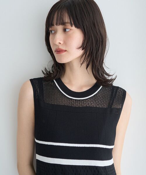 YECCA VECCA(イェッカヴェッカ)の「【尾崎紗代子さん着用】透かし編みニットワンピース(ワンピース・レディース・ベージュ/ブラック・FREE)」の19枚目の写真
