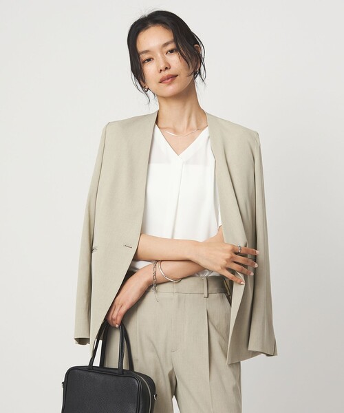 green label relaxing(グリーンレーベルリラクシング)の「Vネック ショートスリーブ ブラウス マシンウォッシャブル(シャツ/ブラウス・レディース・その他1/ホワイト/ネイビー・FREE)」の14枚目の写真