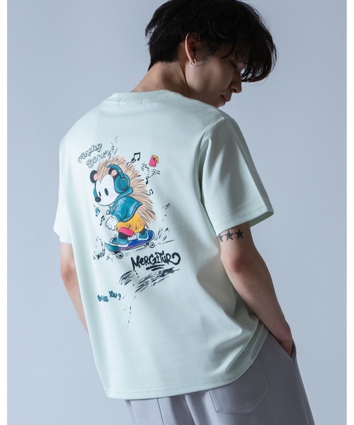 Crownor(クラウノアー)の「ストリートヘッジホッグ 半袖Tシャツ(Tシャツ/カットソー・メンズ・ミント/ブラック・LARGE/MEDIUM)」の2枚目の写真
