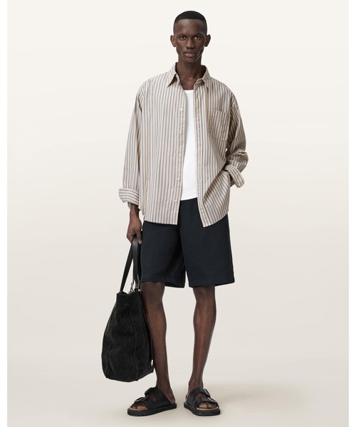 ALLSAINTS(オールセインツ)の「ROMA OVERSIZED LONG SLEEVE STRIPED SHIRT | ROMA オーバーサイズ 長袖 ストライプ シャツ(シャツ/ブラウス・メンズ・イエロー系その他・XS/S/M/L)」の2枚目の写真