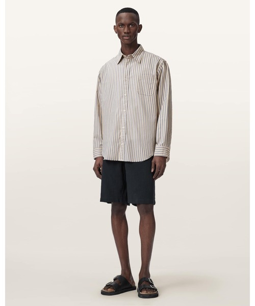 ALLSAINTS(オールセインツ)の「ROMA OVERSIZED LONG SLEEVE STRIPED SHIRT | ROMA オーバーサイズ 長袖 ストライプ シャツ(シャツ/ブラウス・メンズ・イエロー系その他・XS/S/M/L)」の4枚目の写真
