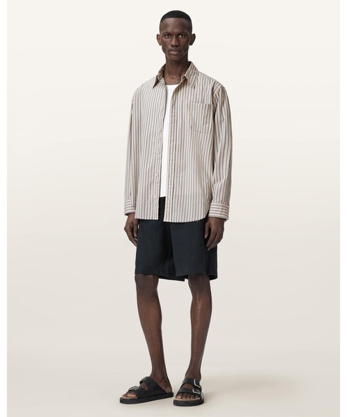 ALLSAINTS(オールセインツ)の「ROMA OVERSIZED LONG SLEEVE STRIPED SHIRT | ROMA オーバーサイズ 長袖 ストライプ シャツ(シャツ/ブラウス・メンズ・イエロー系その他・XS/S/M/L)」の5枚目の写真