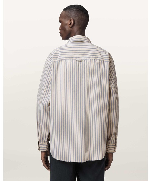 ALLSAINTS(オールセインツ)の「ROMA OVERSIZED LONG SLEEVE STRIPED SHIRT | ROMA オーバーサイズ 長袖 ストライプ シャツ(シャツ/ブラウス・メンズ・イエロー系その他・XS/S/M/L)」の6枚目の写真