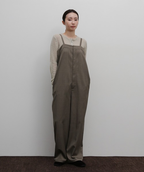 select MOCA Et(セレクトモカエト)の「【Et】Nuanced wide-leg Salopette(サロペット/オーバーオール・レディース・ブラック/ダークベージュ・LARGE/MEDIUM)」の2枚目の写真
