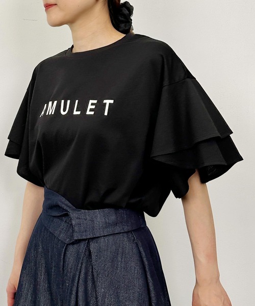 LUGIVA(ルギヴァ)の「袖フレアロゴTシャツ(Tシャツ/カットソー・レディース・ブラック/オフホワイト・M)」の16枚目の写真