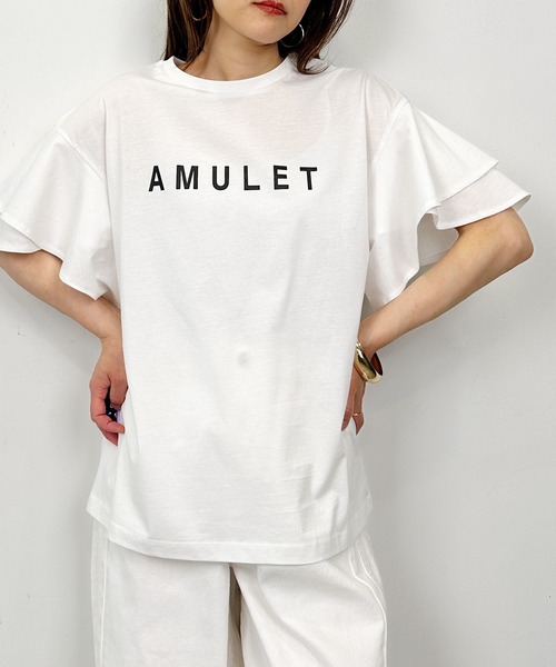 LUGIVA(ルギヴァ)の「袖フレアロゴTシャツ(Tシャツ/カットソー・レディース・ブラック/オフホワイト・M)」の10枚目の写真