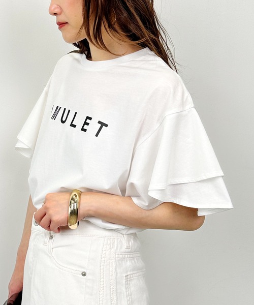 LUGIVA(ルギヴァ)の「袖フレアロゴTシャツ(Tシャツ/カットソー・レディース・ブラック/オフホワイト・M)」の6枚目の写真