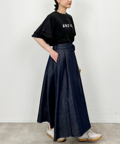 LUGIVA(ルギヴァ)の「袖フレアロゴTシャツ(Tシャツ/カットソー・レディース・ブラック/オフホワイト・M)」の18枚目の写真