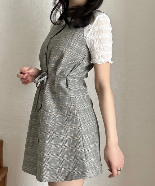 Cham.(チャム)の「ミニチェックワンピース(ワンピース・レディース・ブラウン/グレー・FREE)」の13枚目の写真