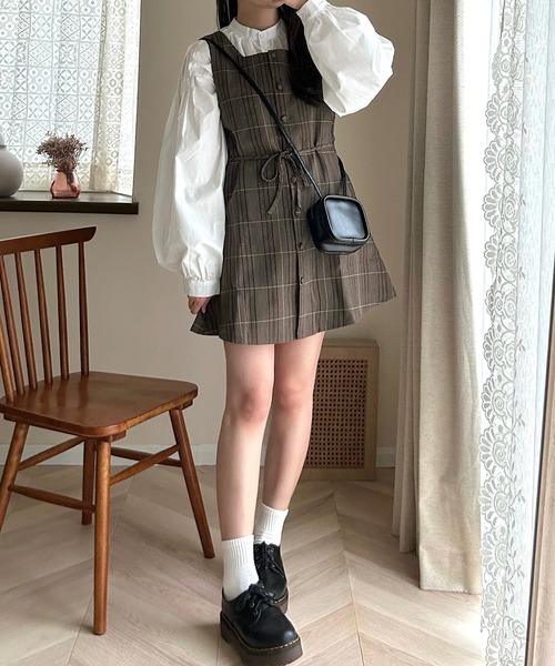 Cham.(チャム)の「ミニチェックワンピース(ワンピース・レディース・ブラウン/グレー・FREE)」の22枚目の写真