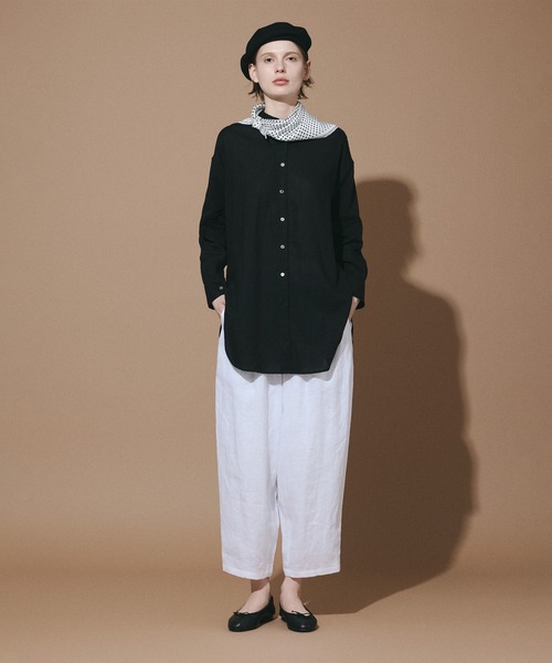 LA MARINE FRANCAISE(マリン フランセーズ)の「麻レーヨンシャツ(シャツ/ブラウス・レディース・ピンク/ブラック/オフホワイト・FREE)」の1枚目の写真