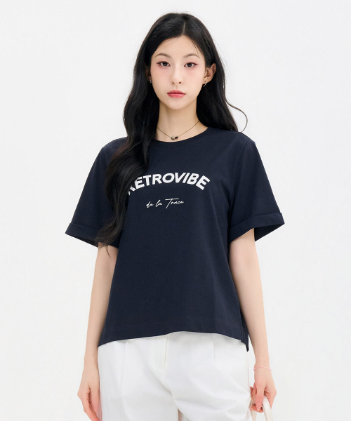 CHASECULT(チェイスカルト)の「レディース 袖変形グラフィック 半袖Tシャツ-FBRG5870D04(Tシャツ/カットソー・レディース・ネイビー・90/85)」の1枚目の写真
