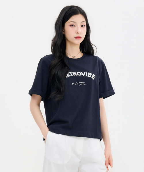 CHASECULT(チェイスカルト)の「レディース 袖変形グラフィック 半袖Tシャツ-FBRG5870D04(Tシャツ/カットソー・レディース・ネイビー・90/85)」の5枚目の写真