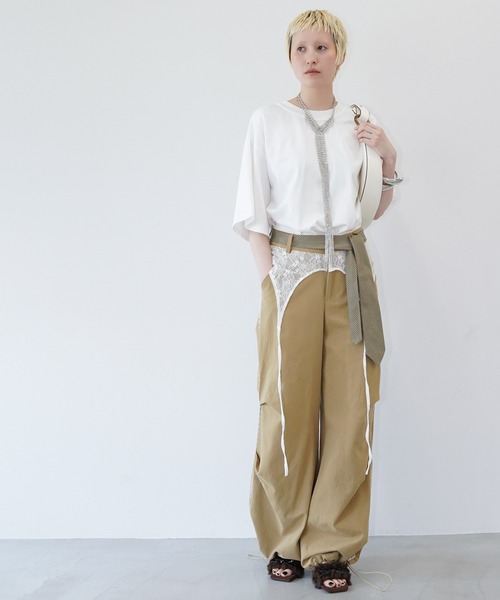 chuclla(チュクラ)の「レースレイヤードワイドパンツ chw26s320(その他パンツ・レディース・ベージュ・L/M)」の3枚目の写真