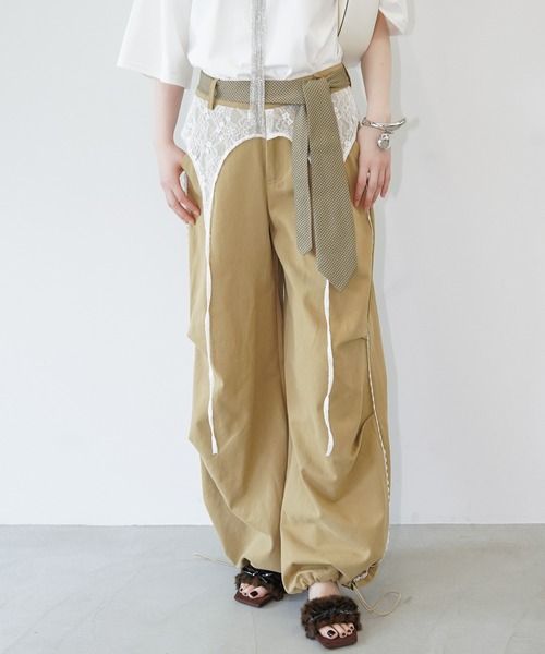 chuclla(チュクラ)の「レースレイヤードワイドパンツ chw26s320(その他パンツ・レディース・ベージュ・L/M)」の2枚目の写真