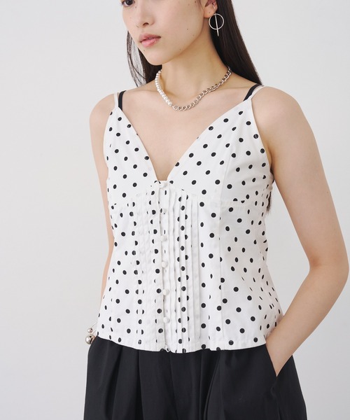 SOEMIN(ソミン)の「Retro pattern bustier/ピンタックキャミソール(キャミソール・レディース・チェック/ドット・FREE)」の6枚目の写真