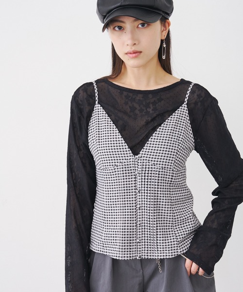 SOEMIN(ソミン)の「Retro pattern bustier/ピンタックキャミソール(キャミソール・レディース・チェック/ドット・FREE)」の15枚目の写真