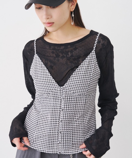 SOEMIN(ソミン)の「Retro pattern bustier/ピンタックキャミソール(キャミソール・レディース・チェック/ドット・FREE)」の16枚目の写真
