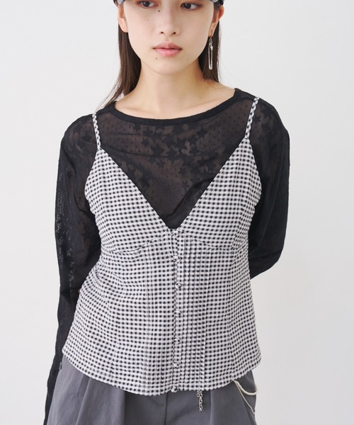 SOEMIN(ソミン)の「Retro pattern bustier/ピンタックキャミソール(キャミソール・レディース・チェック/ドット・FREE)」の17枚目の写真