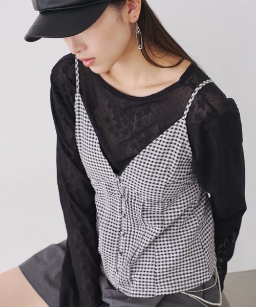SOEMIN(ソミン)の「Retro pattern bustier/ピンタックキャミソール(キャミソール・レディース・チェック/ドット・FREE)」の20枚目の写真