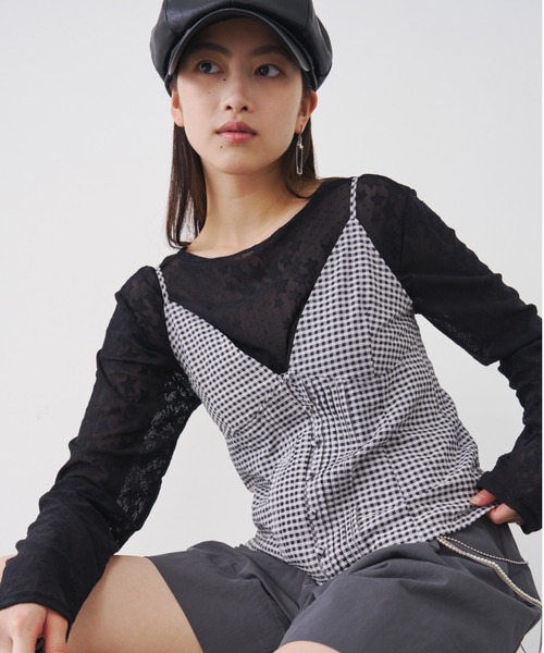 SOEMIN(ソミン)の「Retro pattern bustier/ピンタックキャミソール(キャミソール・レディース・チェック/ドット・FREE)」の21枚目の写真