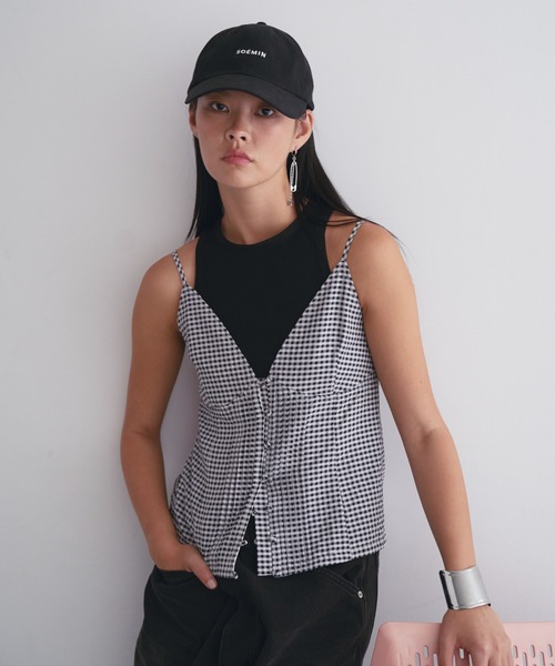 SOEMIN(ソミン)の「Retro pattern bustier/ピンタックキャミソール(キャミソール・レディース・チェック/ドット・FREE)」の22枚目の写真