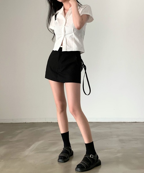 LAFFMO（ラフモ）の「ショート丈ウエストタックシャツ（シャツ/ブラウス・レディース・ブルー/ホワイト・F）」の12枚目の写真