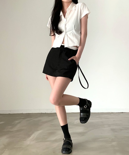 LAFFMO（ラフモ）の「ショート丈ウエストタックシャツ（シャツ/ブラウス・レディース・ブルー/ホワイト・F）」の14枚目の写真