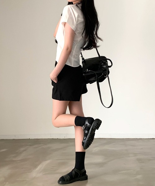 LAFFMO（ラフモ）の「ショート丈ウエストタックシャツ（シャツ/ブラウス・レディース・ブルー/ホワイト・F）」の19枚目の写真