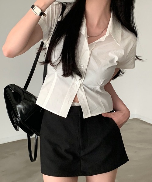LAFFMO（ラフモ）の「ショート丈ウエストタックシャツ（シャツ/ブラウス・レディース・ブルー/ホワイト・F）」の16枚目の写真