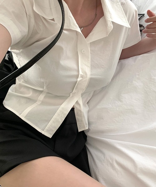 LAFFMO（ラフモ）の「ショート丈ウエストタックシャツ（シャツ/ブラウス・レディース・ブルー/ホワイト・F）」の20枚目の写真