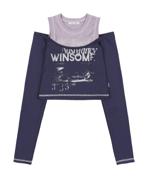 FANCY CLUB（ファンシークラブ）の「[NF] ウィンサムオフショルダーホルターネッククロップTシャツ (パープル)_F23ZB255（Tシャツ/カットソー・レディース・その他・ONE）」の4枚目の写真
