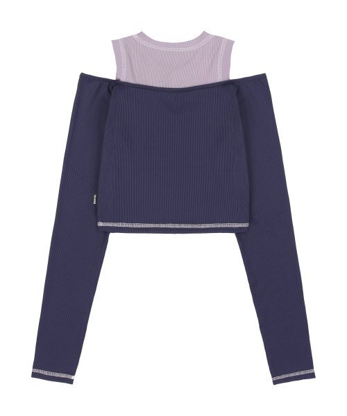 FANCY CLUB（ファンシークラブ）の「[NF] ウィンサムオフショルダーホルターネッククロップTシャツ (パープル)_F23ZB255（Tシャツ/カットソー・レディース・その他・ONE）」の5枚目の写真