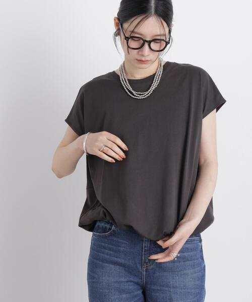 NANO universe(ナノユニバース)の「NANOFINE ドロストヘムカットトップス(Tシャツ/カットソー・レディース・パープル/チャコール/ホワイト・FREE)」の1枚目の写真