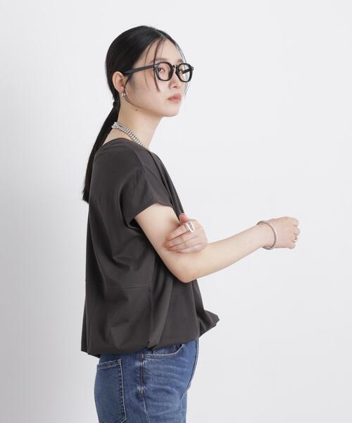 NANO universe(ナノユニバース)の「NANOFINE ドロストヘムカットトップス(Tシャツ/カットソー・レディース・パープル/チャコール/ホワイト・FREE)」の4枚目の写真