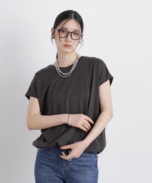 NANO universe(ナノユニバース)の「NANOFINE ドロストヘムカットトップス(Tシャツ/カットソー・レディース・パープル/チャコール/ホワイト・FREE)」の6枚目の写真