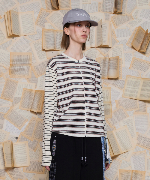 UNALLOYED(アナロイド)の「ミックスドストライプジップアップニット / アイボリー(ニット/セーター・メンズ・その他・LARGE/MEDIUM)」の2枚目の写真