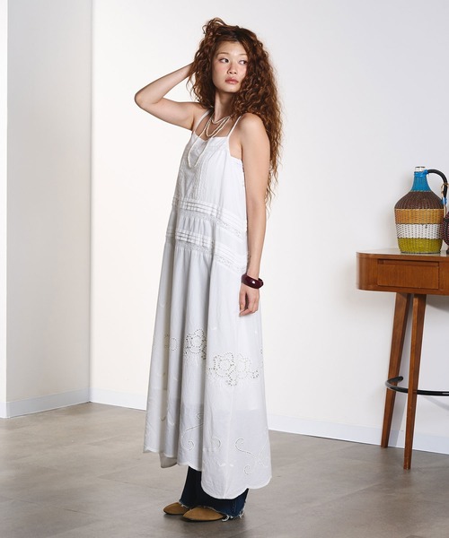 HLAADA(フラーダ)の「HLAADA for ROSEBUD/SCHIFFLI CAMI DRESS(ワンピース・レディース・オフホワイト/ブラック・ONE SIZE)」の7枚目の写真