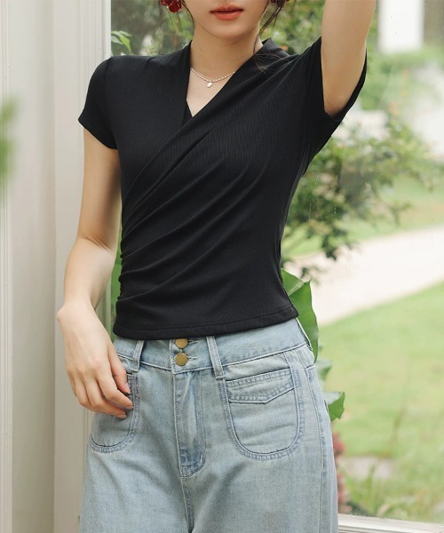 ONEP STAR(ワンピスター)の「カシュクールギャザーカットソー(Tシャツ/カットソー・レディース・グレー/ブラック・LARGE/MEDIUM/X-LARGE)」の18枚目の写真