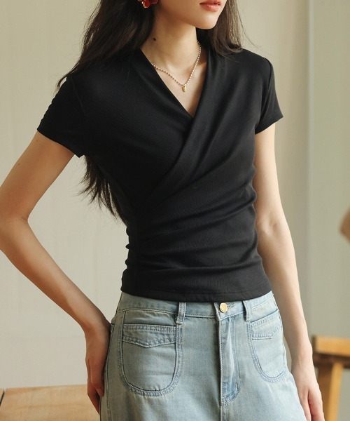 ONEP STAR(ワンピスター)の「カシュクールギャザーカットソー(Tシャツ/カットソー・レディース・グレー/ブラック・LARGE/MEDIUM/X-LARGE)」の16枚目の写真
