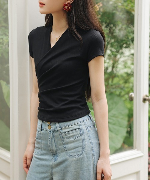 ONEP STAR(ワンピスター)の「カシュクールギャザーカットソー(Tシャツ/カットソー・レディース・グレー/ブラック・LARGE/MEDIUM/X-LARGE)」の15枚目の写真
