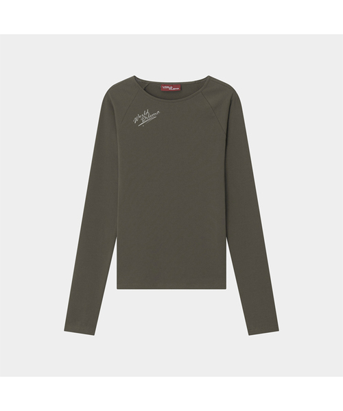 WORLDDILEMA(ワールドジレンマ)の「SIGN PRINTING STRETCH TIGHT T-SHIRTS (KHAKI BROWN)(Tシャツ/カットソー・レディース・カーキブラウン・LARGE/MEDIUM)」の1枚目の写真